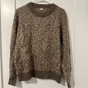 Aerie Brown Leopard Print Oversized Knit Sweater Size Small Women’s
